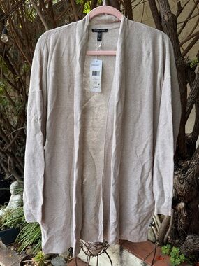 Eileen Fisher Lightweight Open-Front Cardigan in Light Taupe